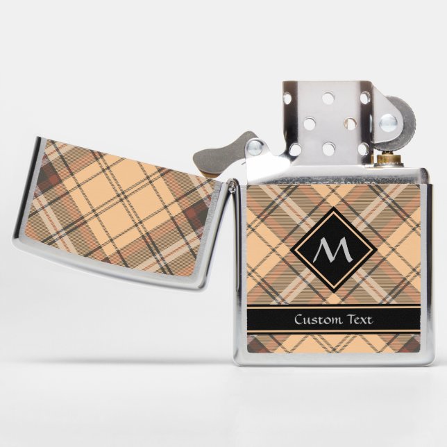 Beige and Brown Tartan Zippo Lighter (Opened)