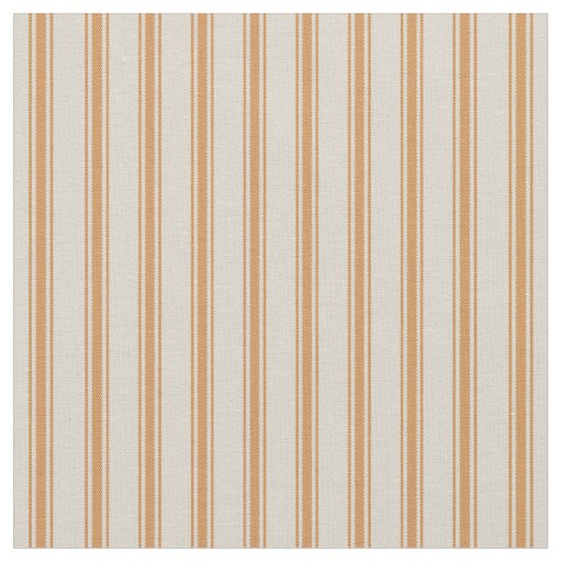 Beige and Burnt Orange Classic Ticking Stripes Fabric