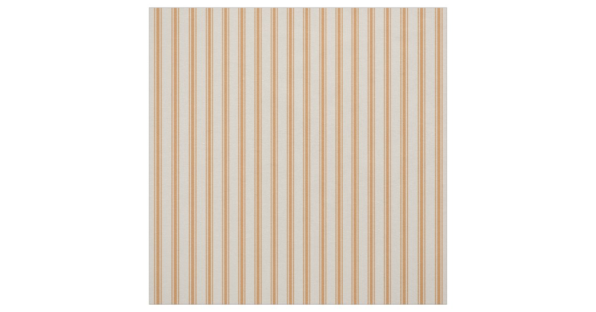 Beige and Burnt Orange Classic Ticking Stripes Fabric | Zazzle
