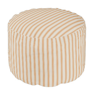Beige and Burnt Orange Classic Ticking Stripes Pouf