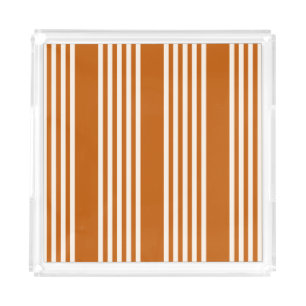 Beige and burnt orange five stripe pattern acrylic tray