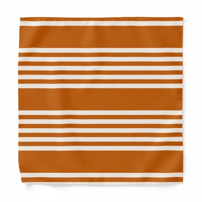 Beige and burnt orange five stripe pattern bandana (Front)
