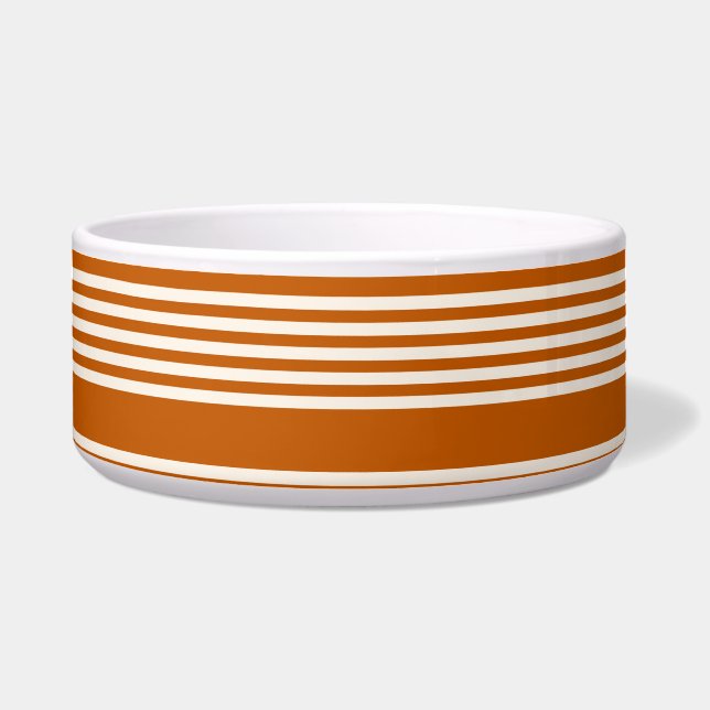 Beige and burnt orange five stripe pattern bowl (Front)