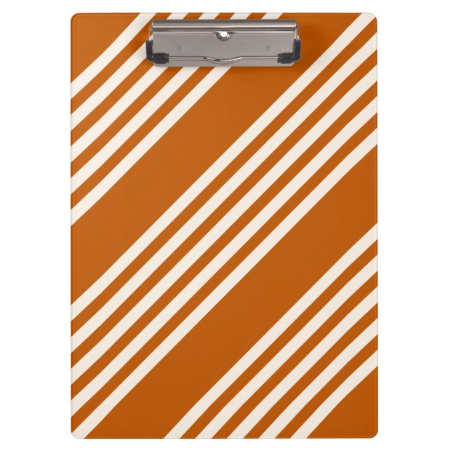 Beige and burnt orange five stripe pattern clipboard (Front)