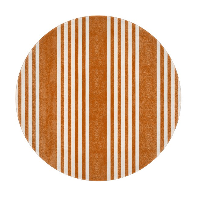 Beige and burnt orange five stripe pattern cutting board (Front)