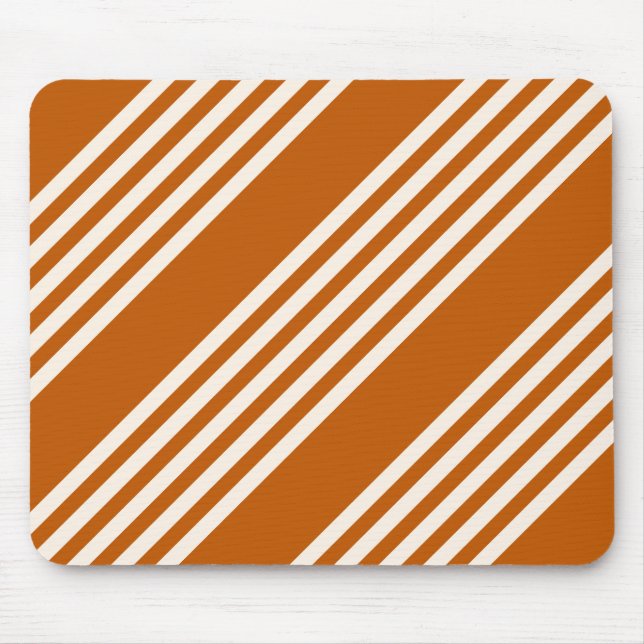 Beige and burnt orange five stripe pattern mouse pad (Front)