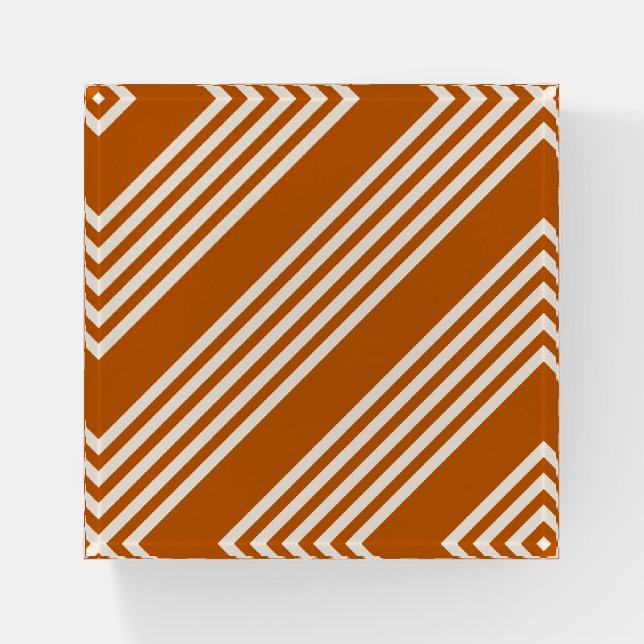 Beige and burnt orange five stripe pattern paperweight (Front)