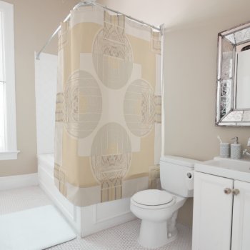 Beige And Camel Geometric With Circles Shower Curtain by Gingezel at Zazzle