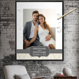 Beige and Charcoal - Guest Signature and Photo Poster
