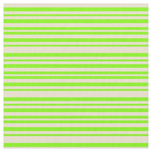 Beige and Chartreuse Colored Stripes Pattern Fabric (Close Up)