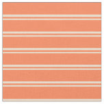 [ Thumbnail: Beige and Coral Colored Pattern of Stripes Fabric ]