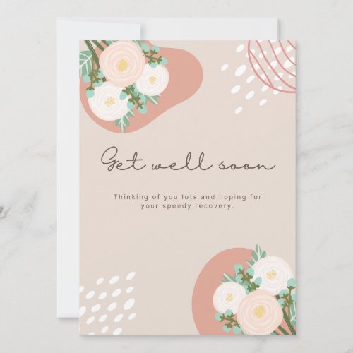 Beige and coral pink flowers with Get well message Card