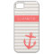 Beige and Coral Stripes Anchor Monogram