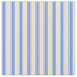 [ Thumbnail: Beige and Cornflower Blue Striped Pattern Fabric ]
