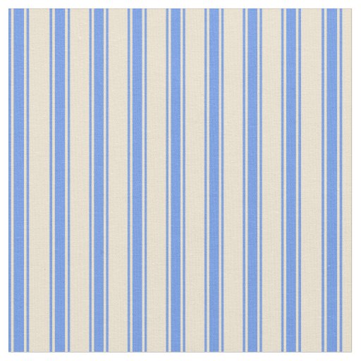 Beige and Cornflower Blue Striped Pattern Fabric