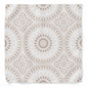 Beige and Cream Mandala Pattern Bandana