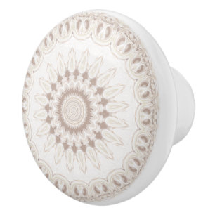 Beige and Cream Mandala Pattern Ceramic Knob