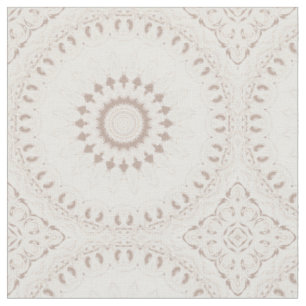 Beige and Cream Mandala Pattern Fabric