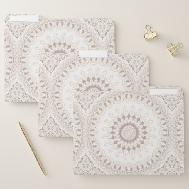 Beige and Cream Mandala Pattern File Folder (Set)