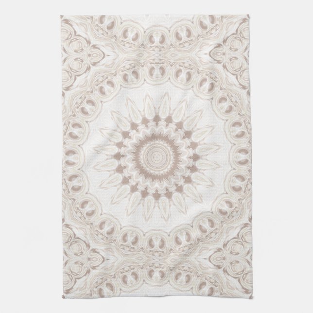 Beige and Cream Mandala Pattern Kitchen Towel (Vertical)