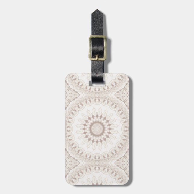 Beige and Cream Mandala Pattern Luggage Tag (Front Vertical)