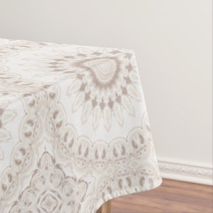 Beige and Cream Mandala Pattern Tablecloth