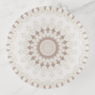 Beige and Cream Mandala Pattern Trinket Tray