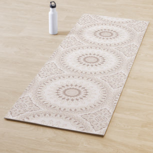 Beige and Cream Mandala Pattern Yoga Mat