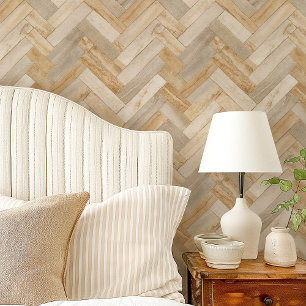 Beige and Cream Marble Herringbone Chevron Wallpaper