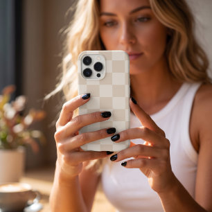Beige and Cream Retro Check iPhone 17 Case