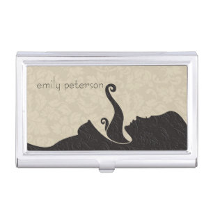 Beige And Dark Brown Beauty/Cosmetology Design Business Card Holder