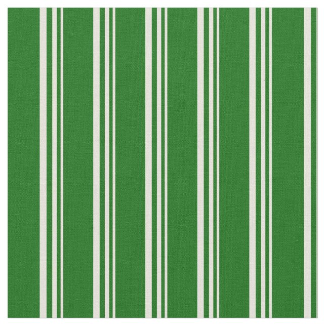 Beige and Dark Green Colored Stripes Fabric (Close Up)