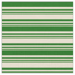 [ Thumbnail: Beige and Dark Green Pattern of Stripes Fabric ]