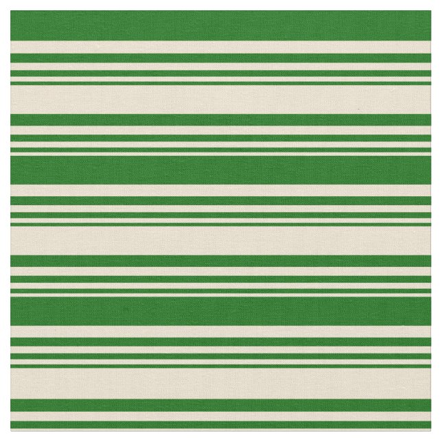 Beige and Dark Green Pattern of Stripes Fabric (Close Up)