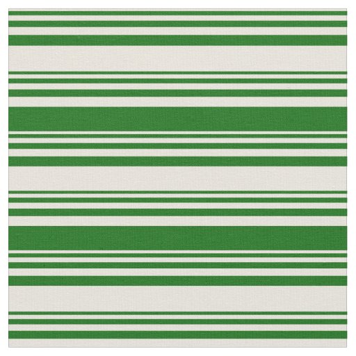 Beige and Dark Green Striped Pattern Fabric