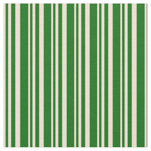 Beige and Dark Green Stripes Fabric