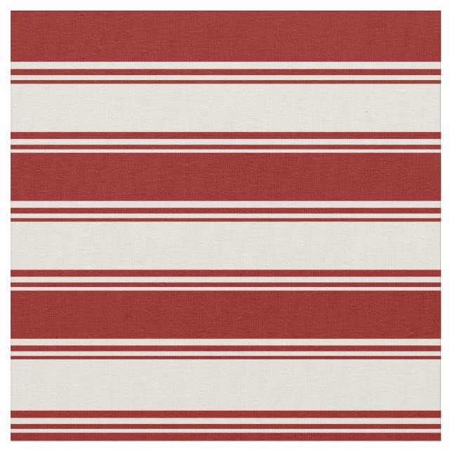 Beige and Dark Red Striped/Lined Pattern Fabric (Close Up)