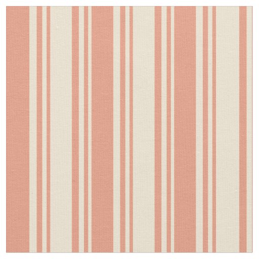 Beige and Dark Salmon Colored Lines Fabric
