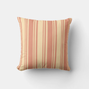 Beige and Dark Salmon Colored Lines Throw Pillow