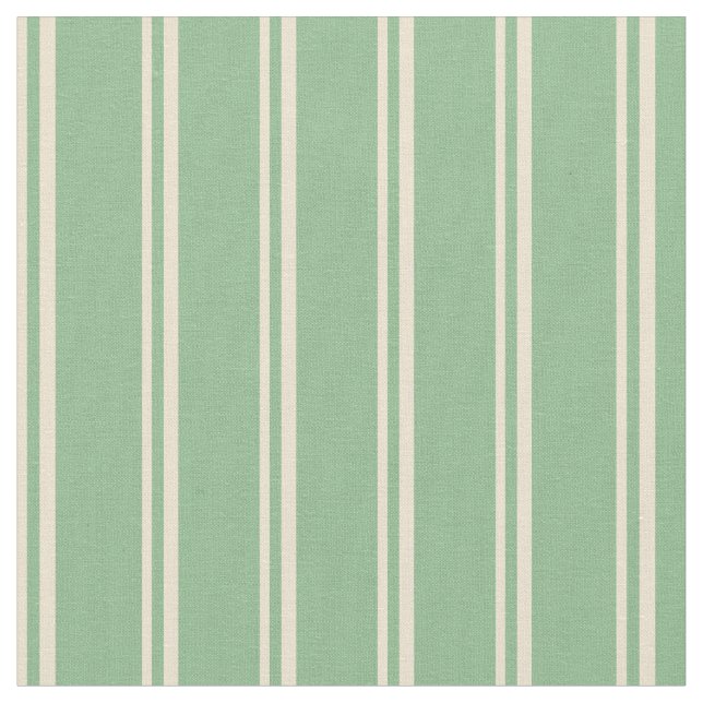 Beige and Dark Sea Green Lines/Stripes Pattern Fabric (Close Up)