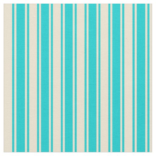 Beige and Dark Turquoise Lined/Striped Pattern Fabric