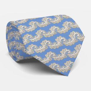 Beige and Ecru Lace on Blue or Any Color Neck Tie