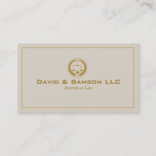 Beige And Gold Classic Attorney At Law Business Card Templates