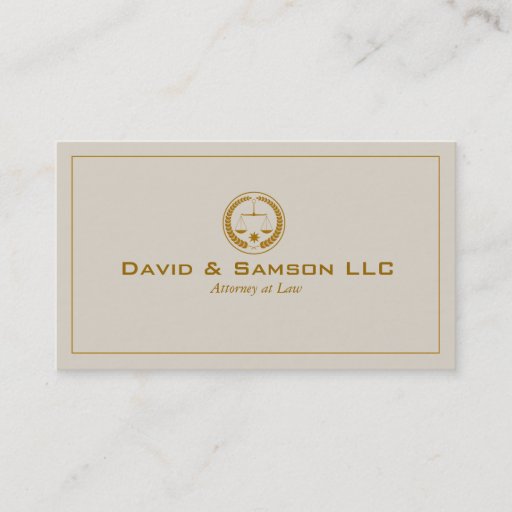 Customizable Beige And Gold Classic Attorney At Law Business Card Templates