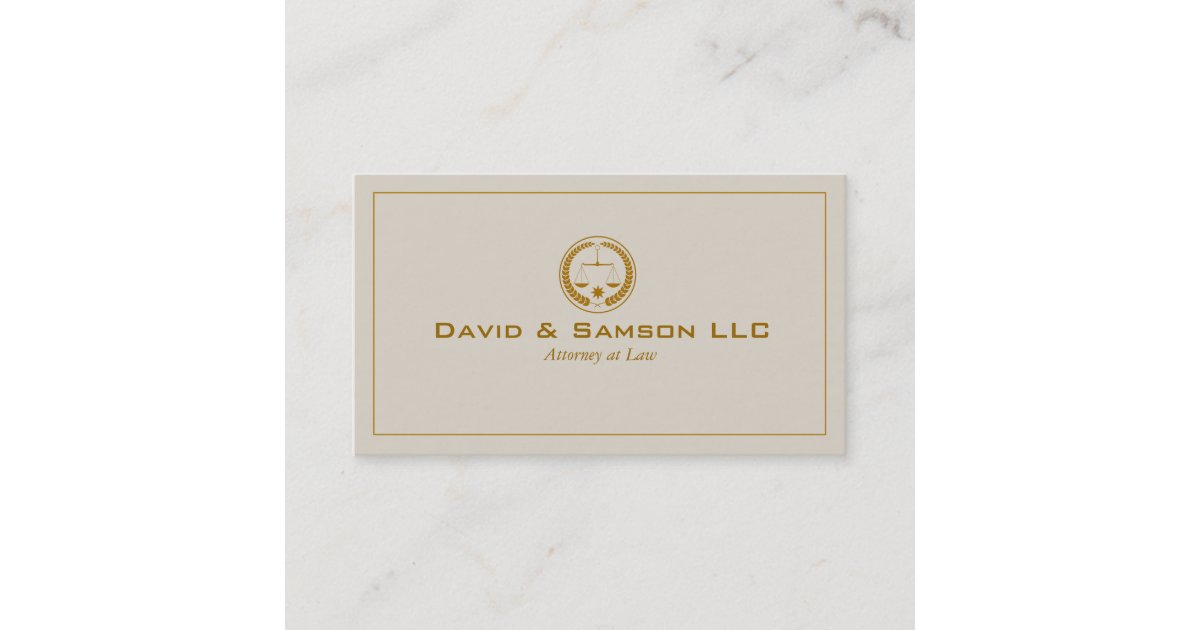 View of Beige And Gold Classic Attorney At Law Business Card | Zazzle