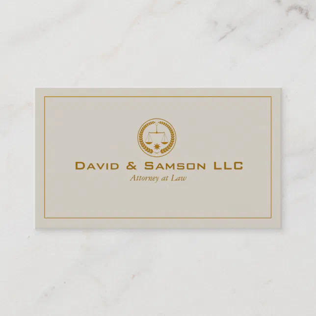 Beige And Gold Classic Attorney At Law Business Card | Zazzle