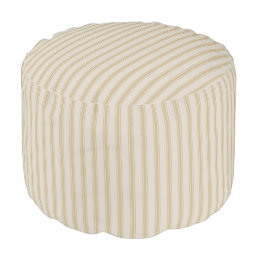 Beige and Gold Classic Ticking Stripes Pouf