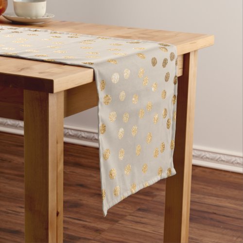 Beige and Gold Glitter City Dots Table Runner