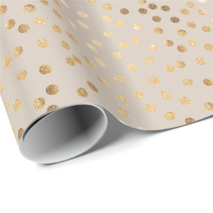 Beige and Gold Glitter City Dots Wrapping Paper