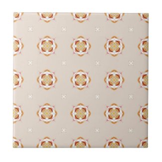 Beige and Gold Modern Geometric Print Ceramic Tile